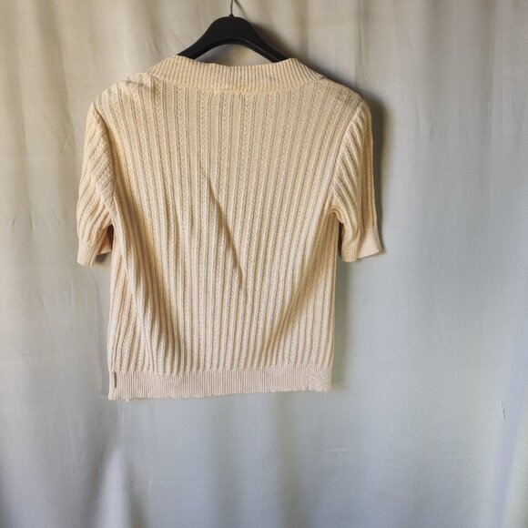 Calvin Klein Jeans Short Sleeve Open Cardigan Sweater Light Yellow Size Large - Picture 2 of 6